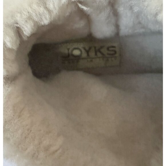 Joyks Fur Shearling Lined Tan Suede Leather Ankle Boots Side Zip Italy Sz 11 - Picture 10 of 10